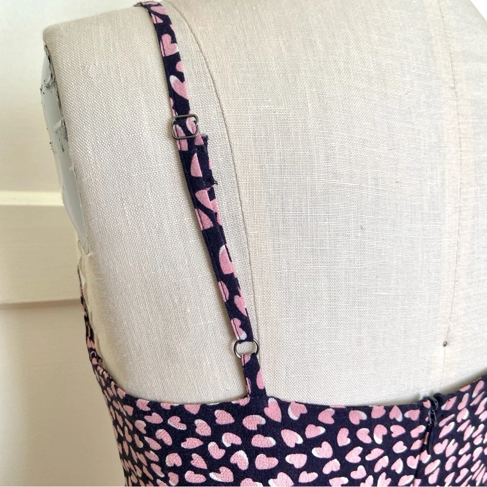 $250 Rouje Chantal Heart Print Spaghetti Strap Slip Dress